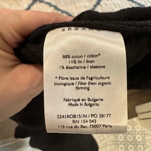 Sezane Black Mini Button-Front Dress - Picture 6 of 6